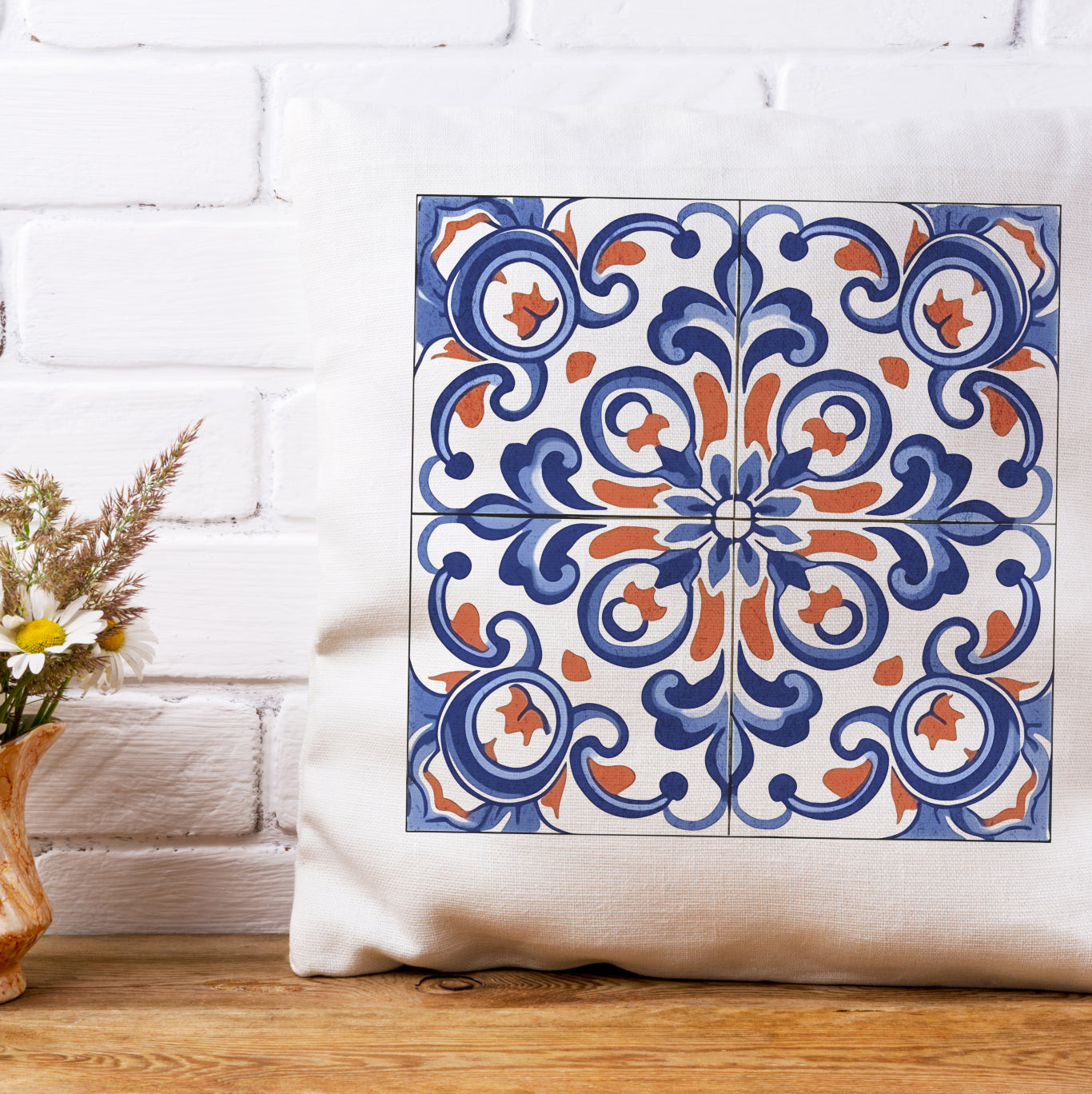 Traditional Portuguese Tile Inspired Pillow - Bring Portugal Home