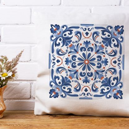 Elegant Tile Pattern Pillow - Portuguese Heritage for Your Home