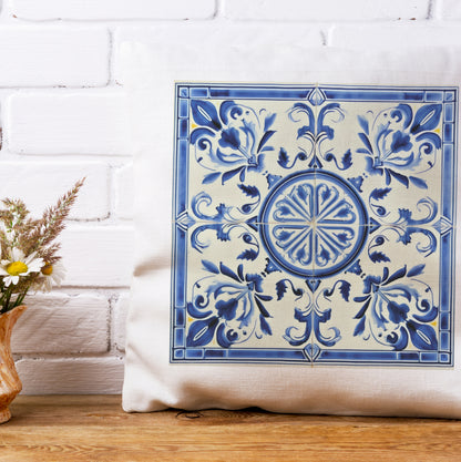 Portuguese Blue Tile Decorative Pillow - Embrace Portuguese Elegance