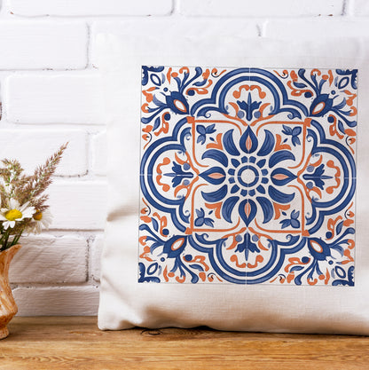 Classic Portuguese Tile Pattern Pillow - Infuse Elegance into Your Home