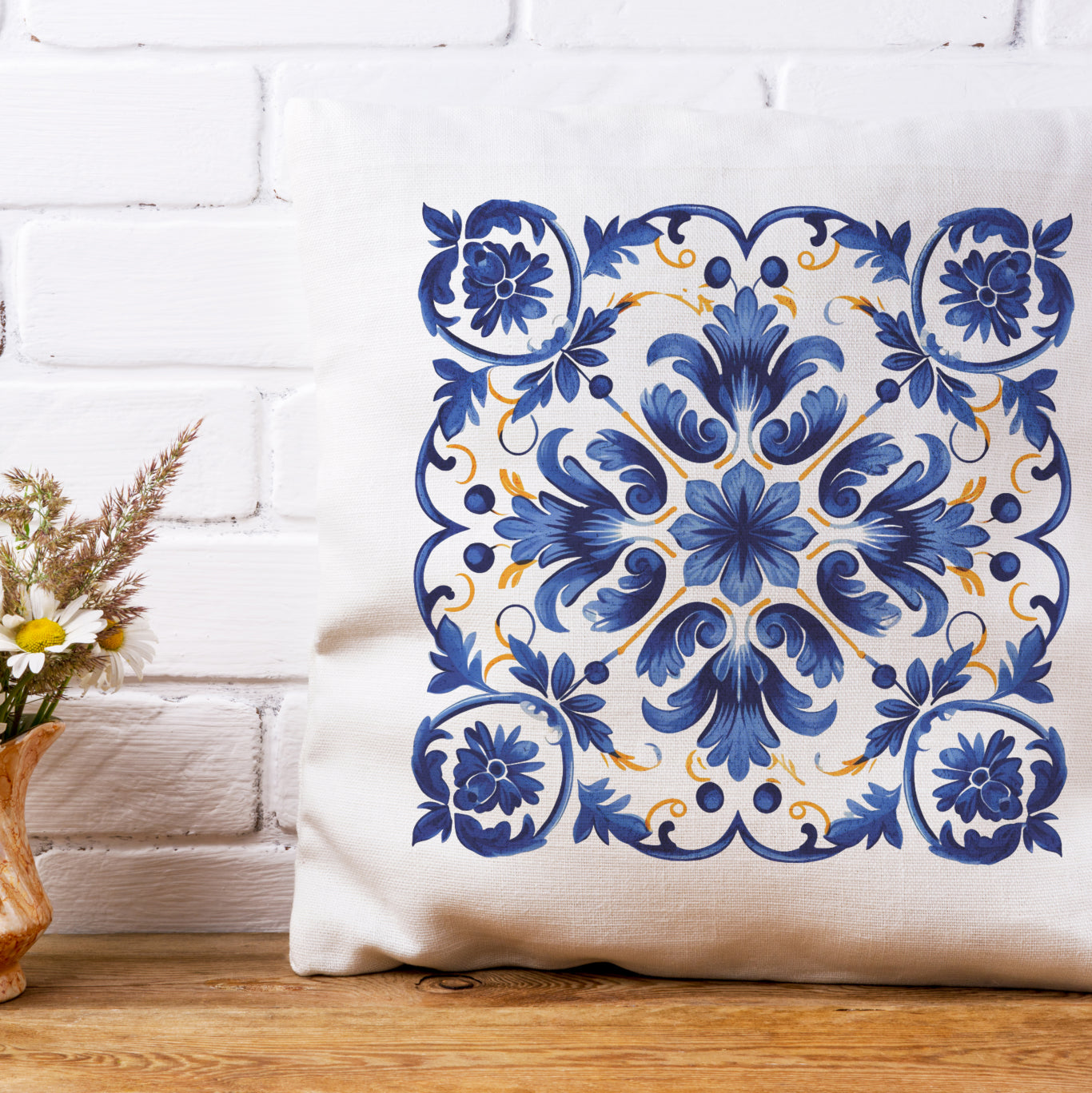 Portuguese Tile Inspired Decorative Pillow - Bring Portuguese Charm Home