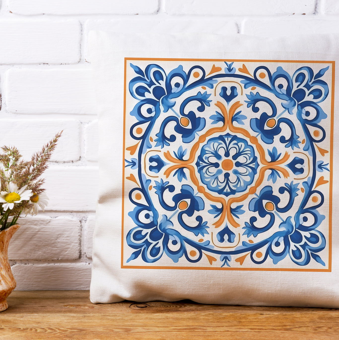 Traditional Portuguese Tile Inspired Pillow - Bring Portugal Home