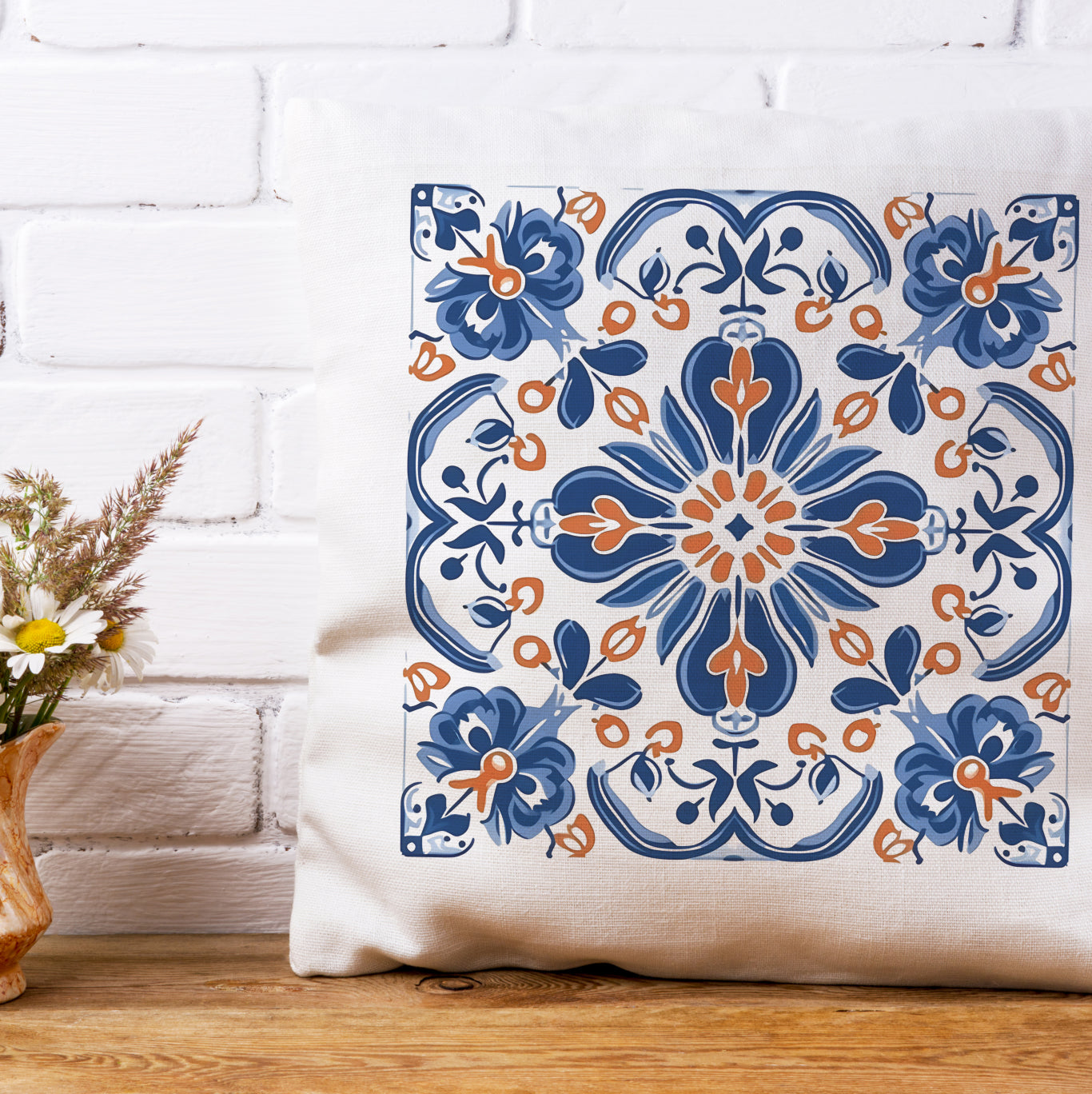 Traditional Portuguese Tile Inspired Pillow - Bring Portugal Home