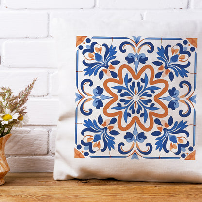 Authentic Tile Pattern Pillow - Bring Portugal's Charm to Your Home