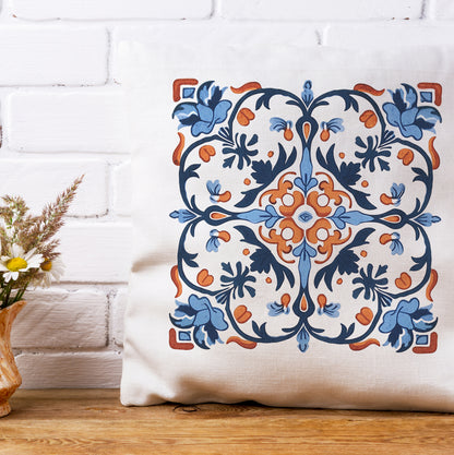 Classic Portuguese Tile Pattern Pillow - Infuse Elegance into Your Home