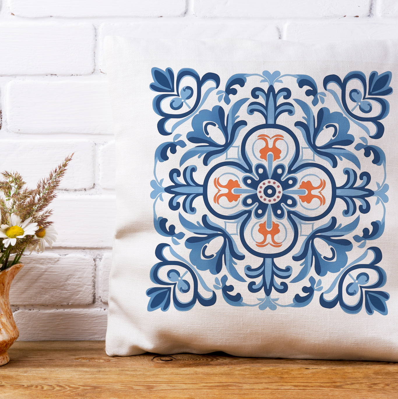 Traditional Portuguese Tile Inspired Pillow - Bring Portugal Home