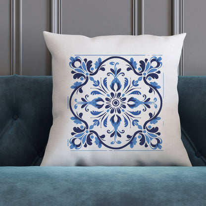 Traditional Portuguese Tile Inspired Pillow - Infuse Your Home with Cultural Elegance