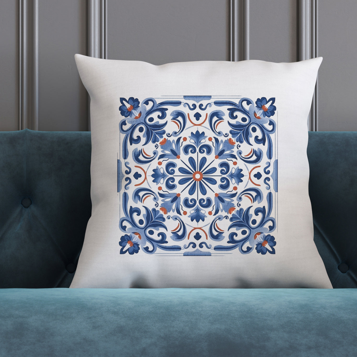 Elegant Tile Pattern Pillow - Portuguese Heritage for Your Home