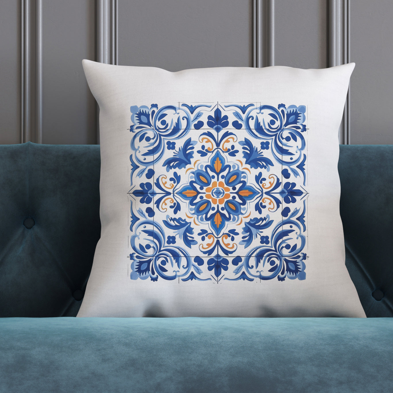 Authentic Portuguese Tile Pattern Pillow - Infuse Your Home with Elegance