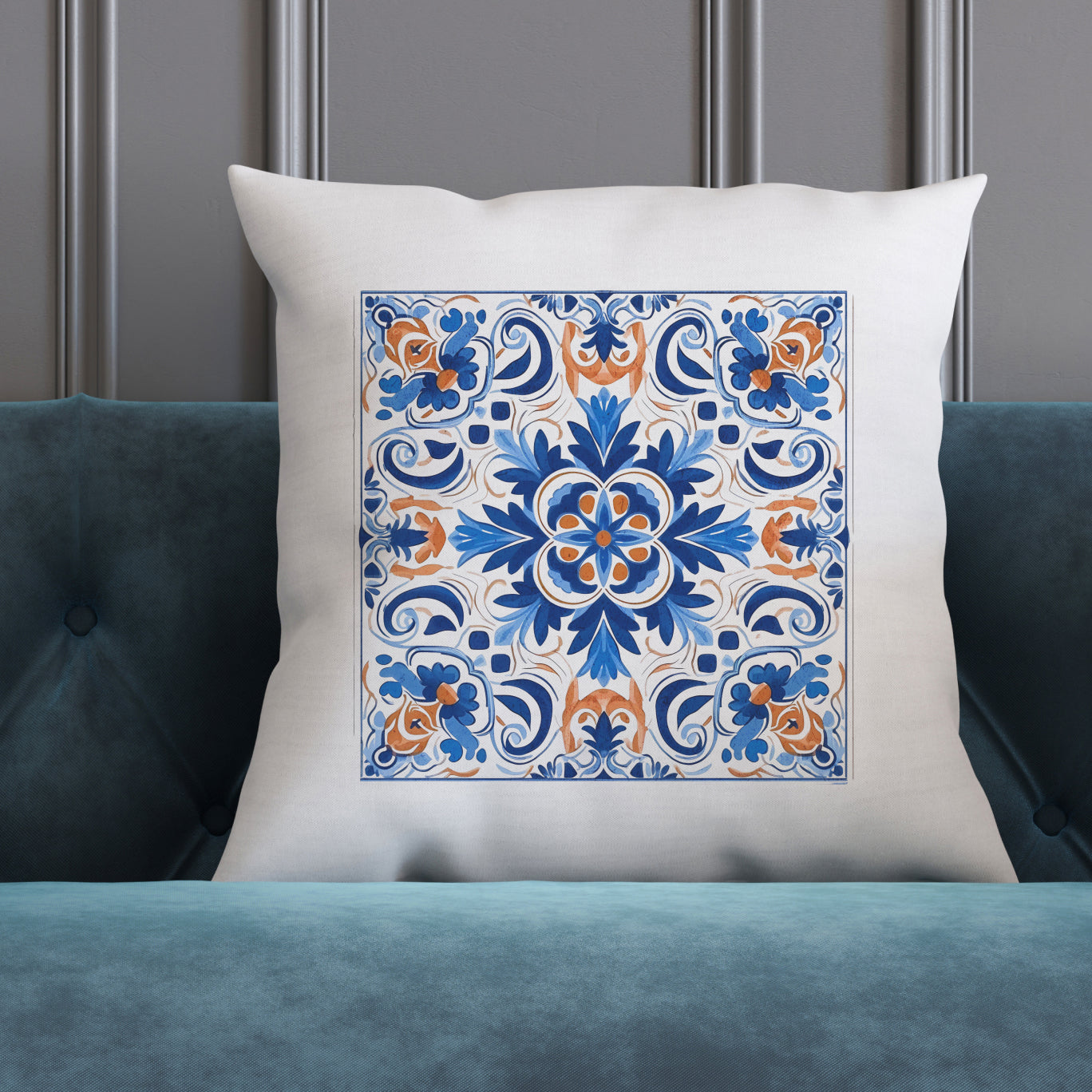 Authentic Tile Pattern Pillow - Portuguese Charm for Your Home