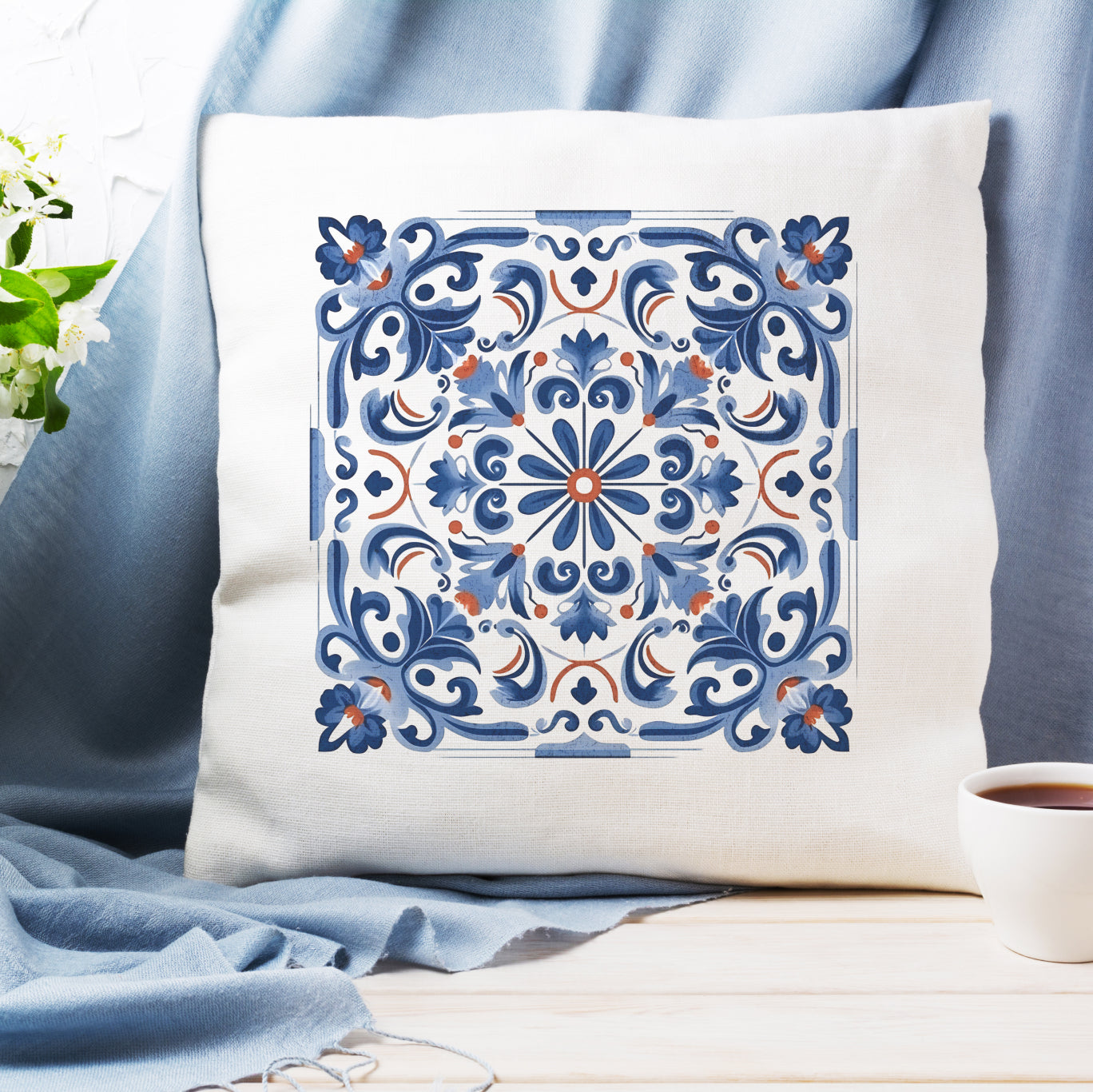 Elegant Tile Pattern Pillow - Portuguese Heritage for Your Home