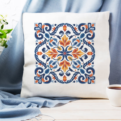 Elegant Tile Design Pillow - Portuguese Artistry for Your Home