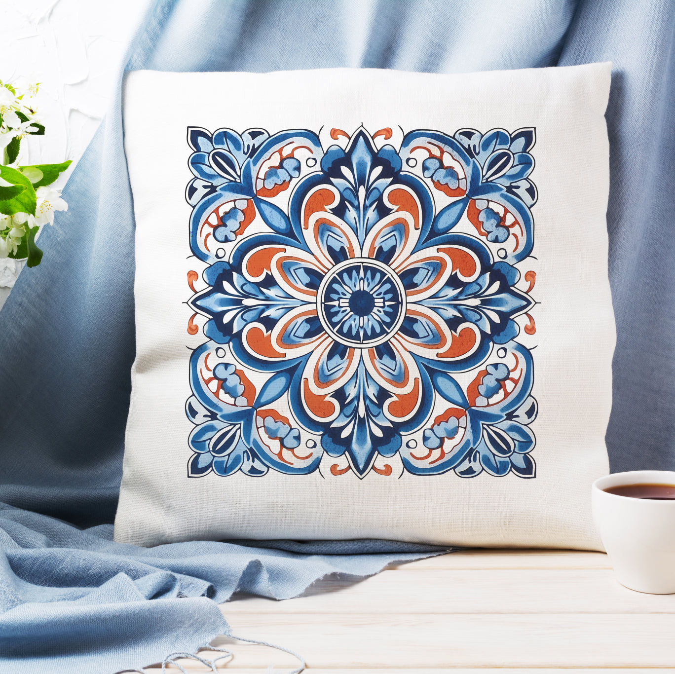 Authentic Tile Pattern Pillow - Bring Portugal's Charm to Your Home