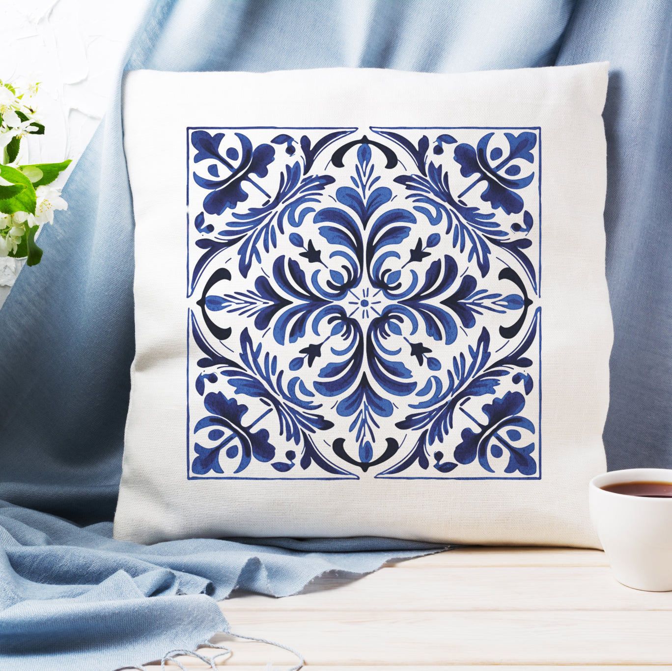 Portuguese Tile Pattern Throw Pillow - Infuse Your Home with Portuguese Culture