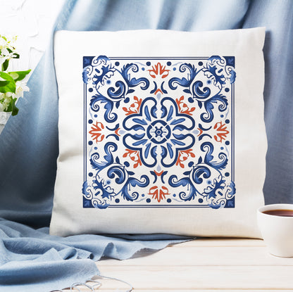 Elegant Tile Pattern Pillow - Portuguese Heritage for Your Home