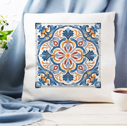 Elegant Tile Design Pillow - Portuguese Artistry for Your Home