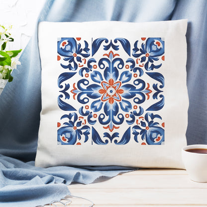 Elegant Tile Design Pillow - Portuguese Artistry for Your Home