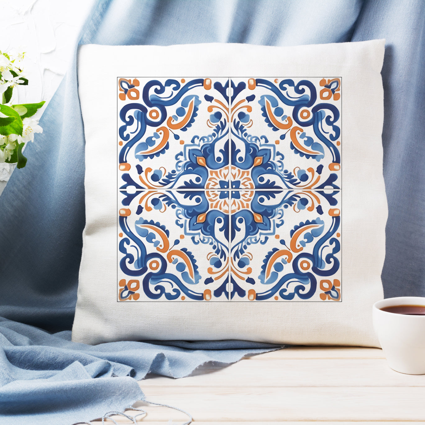 Elegant Portuguese Tile Design Pillow - Bring the Beauty of Portugal Home