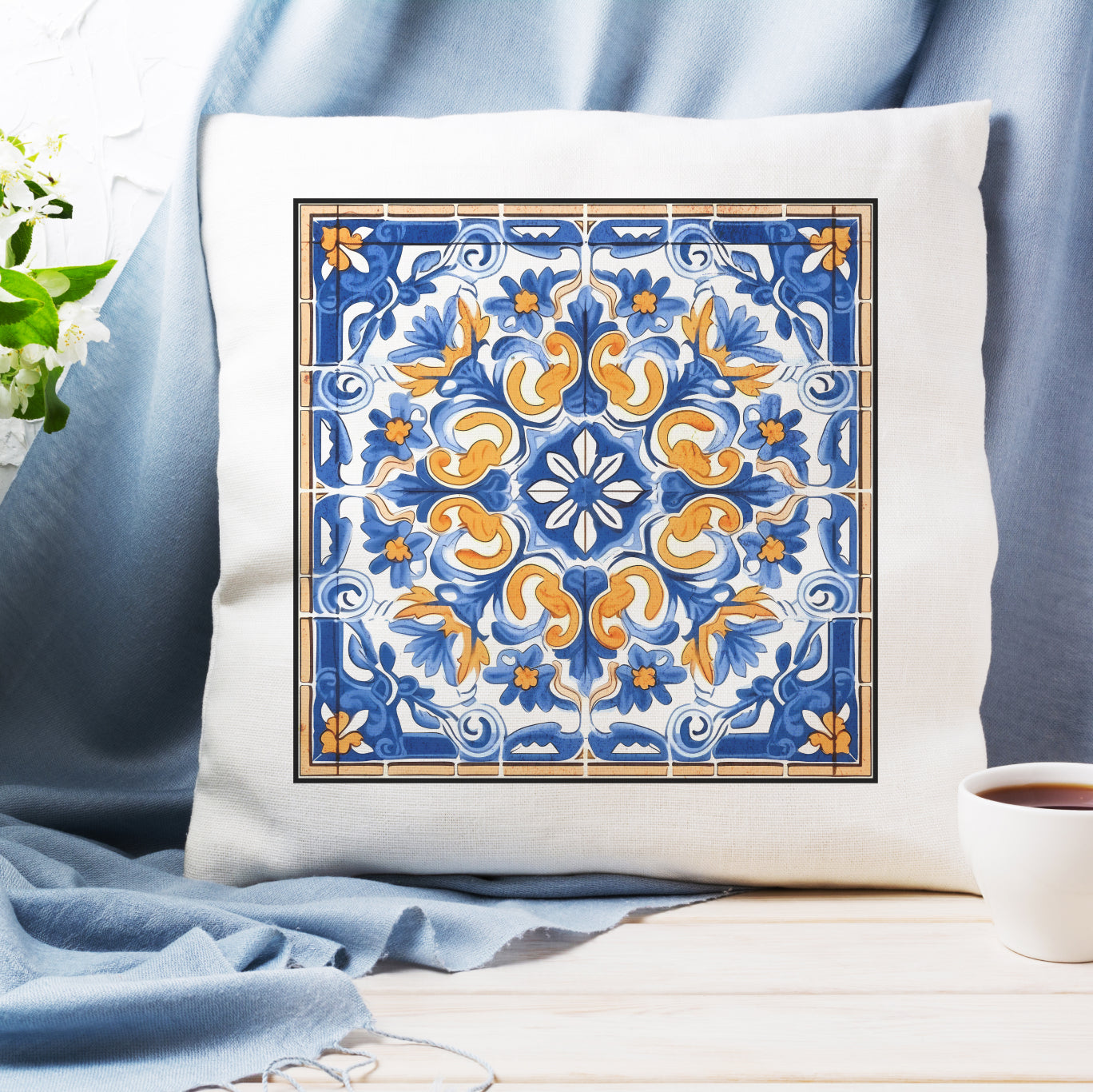 Timeless Tile Design Pillow - Embrace Portuguese Elegance