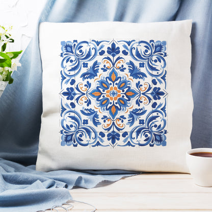 Authentic Portuguese Tile Pattern Pillow - Infuse Your Home with Elegance