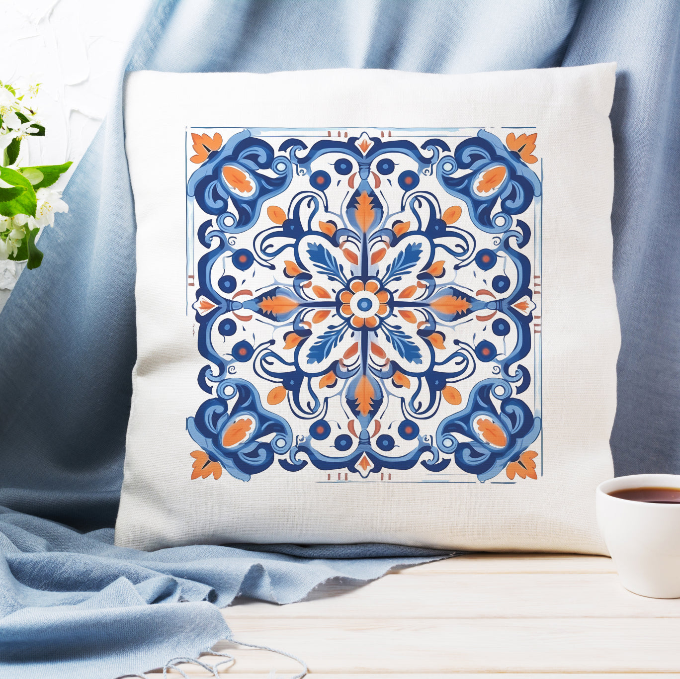 Authentic Tile Pattern Pillow - Bring Portugal's Charm to Your Home