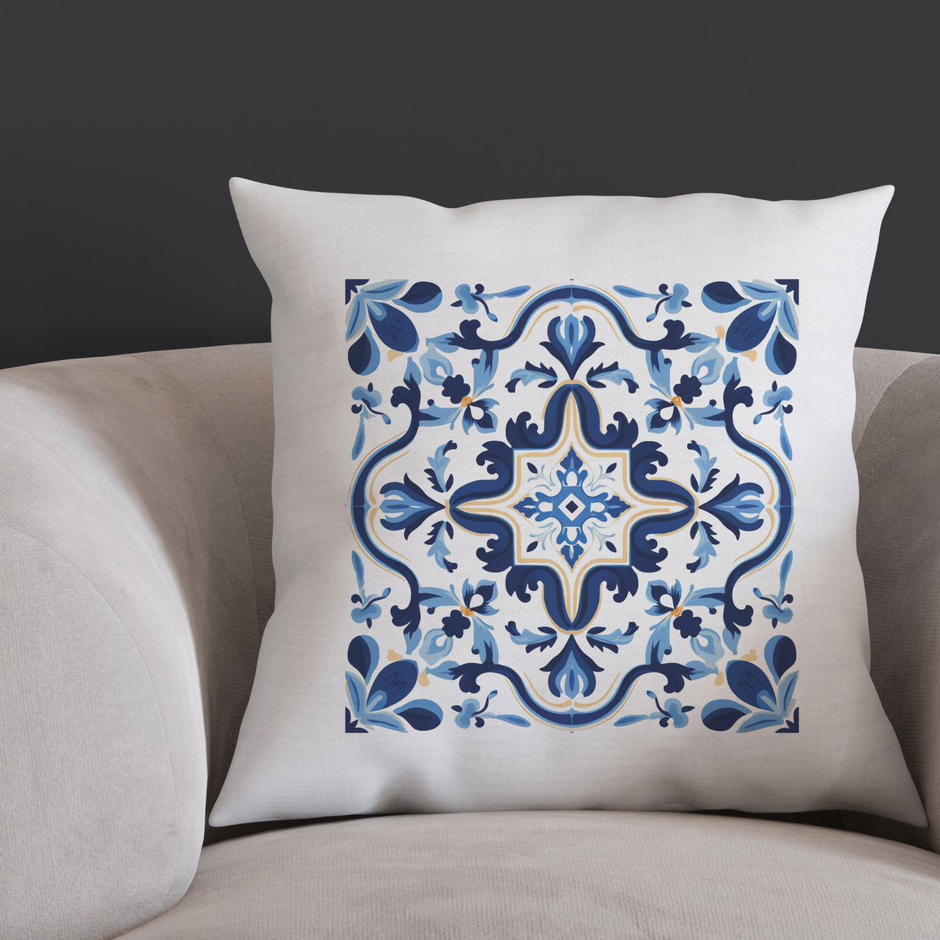 Classic Tile Pattern Pillow - Add a Touch of Portugal to Your Home