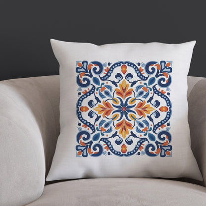 Elegant Tile Design Pillow - Portuguese Artistry for Your Home