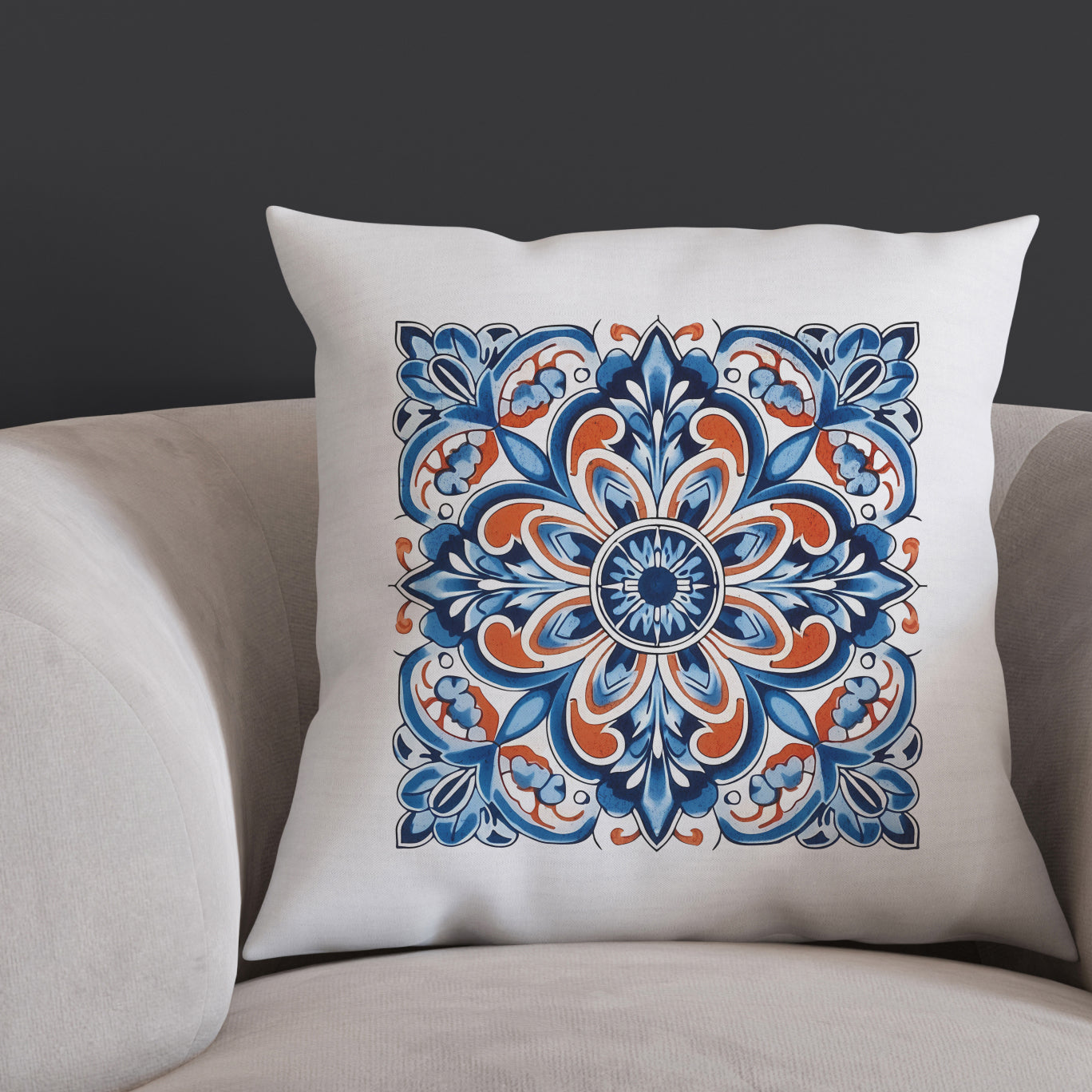 Authentic Tile Pattern Pillow - Bring Portugal's Charm to Your Home