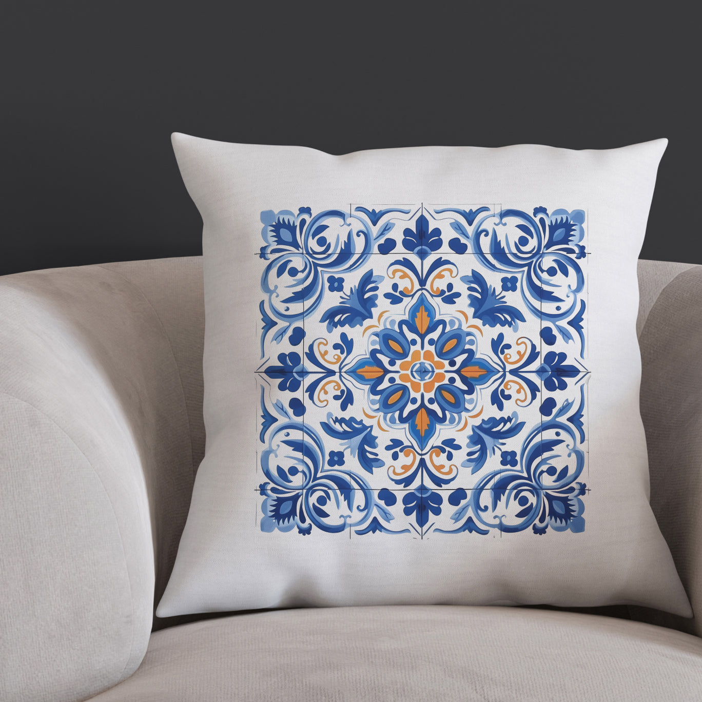 Authentic Portuguese Tile Pattern Pillow - Infuse Your Home with Elegance