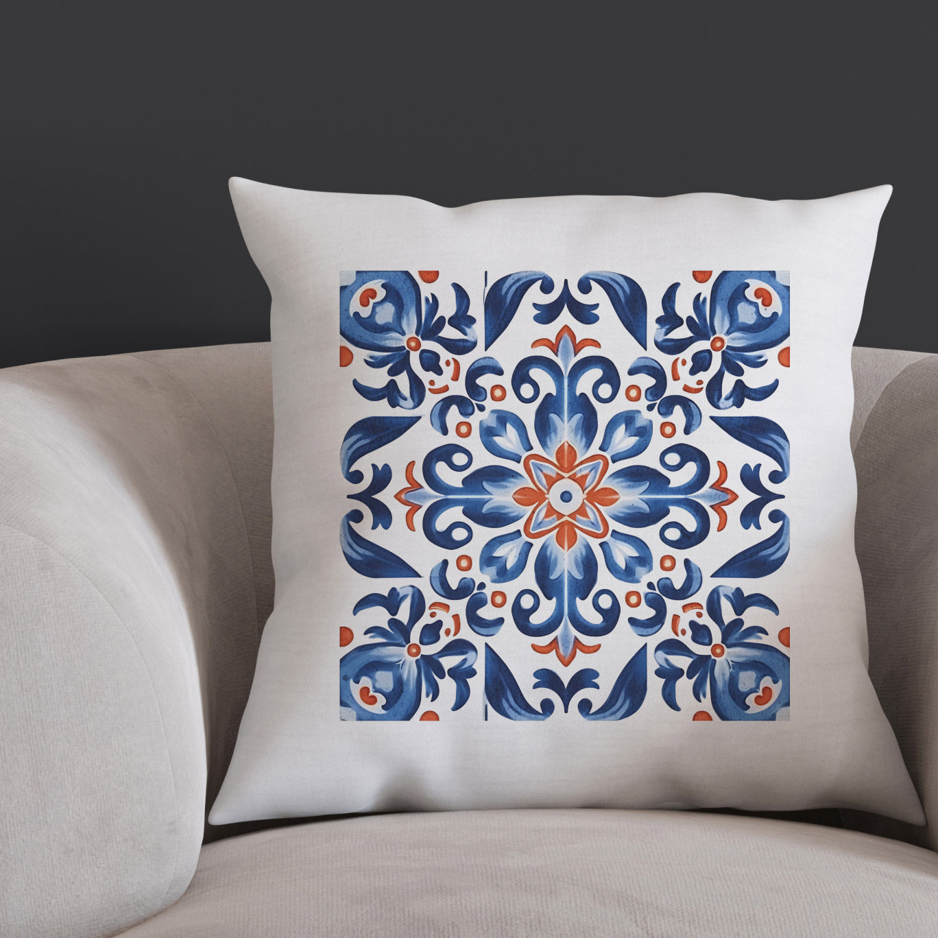 Elegant Tile Design Pillow - Portuguese Artistry for Your Home