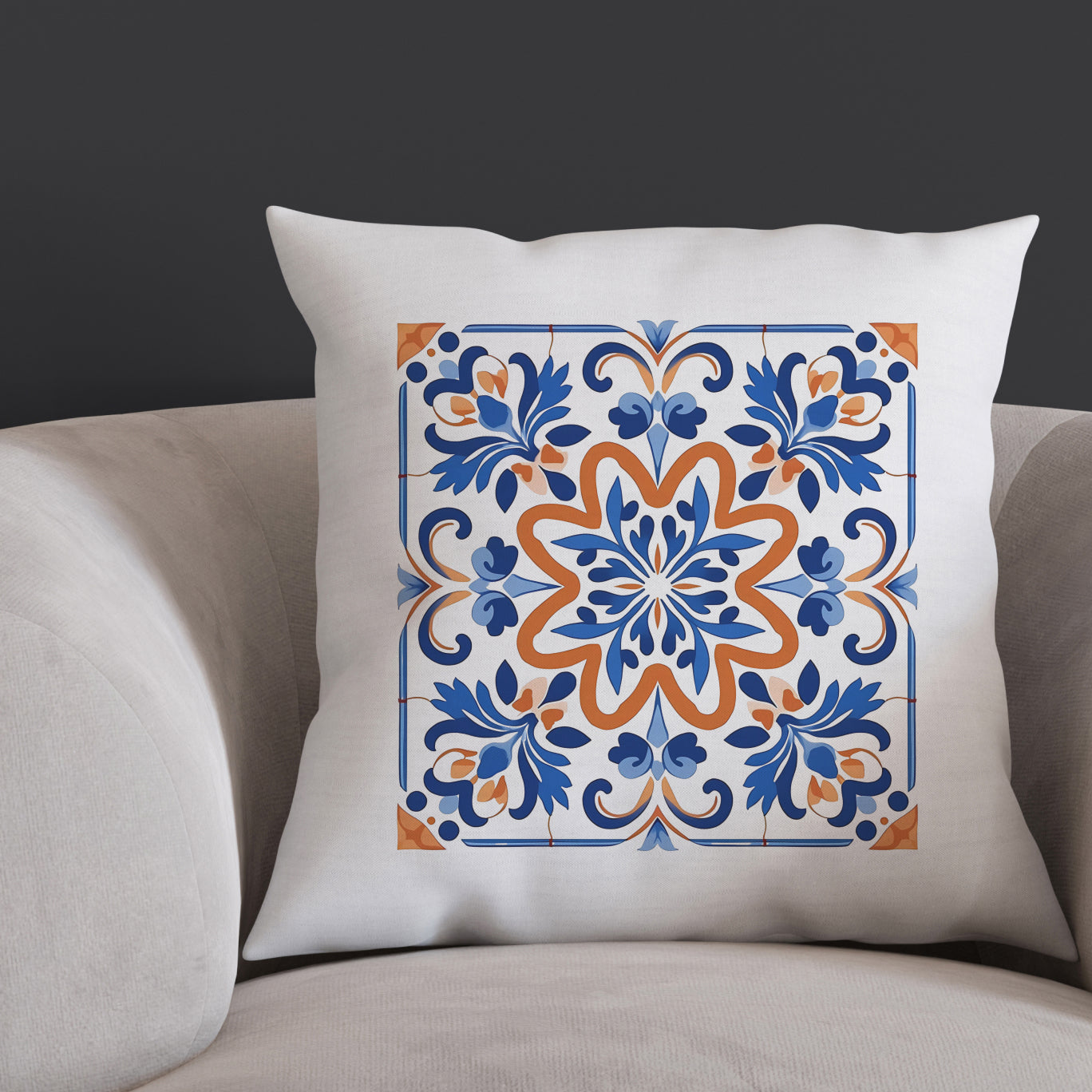 Authentic Tile Pattern Pillow - Bring Portugal's Charm to Your Home