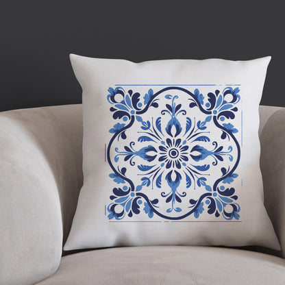 Traditional Portuguese Tile Inspired Pillow - Infuse Your Home with Cultural Elegance