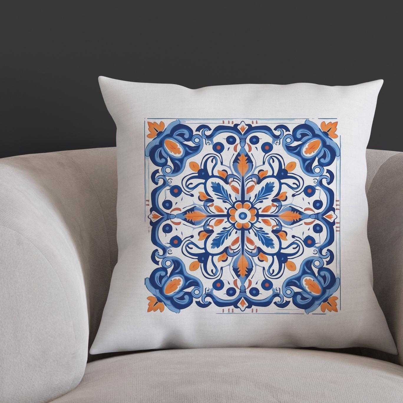 Authentic Tile Pattern Pillow - Bring Portugal's Charm to Your Home