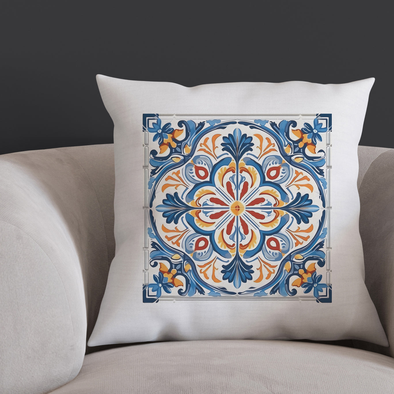 Elegant Tile Design Pillow - Portuguese Artistry for Your Home