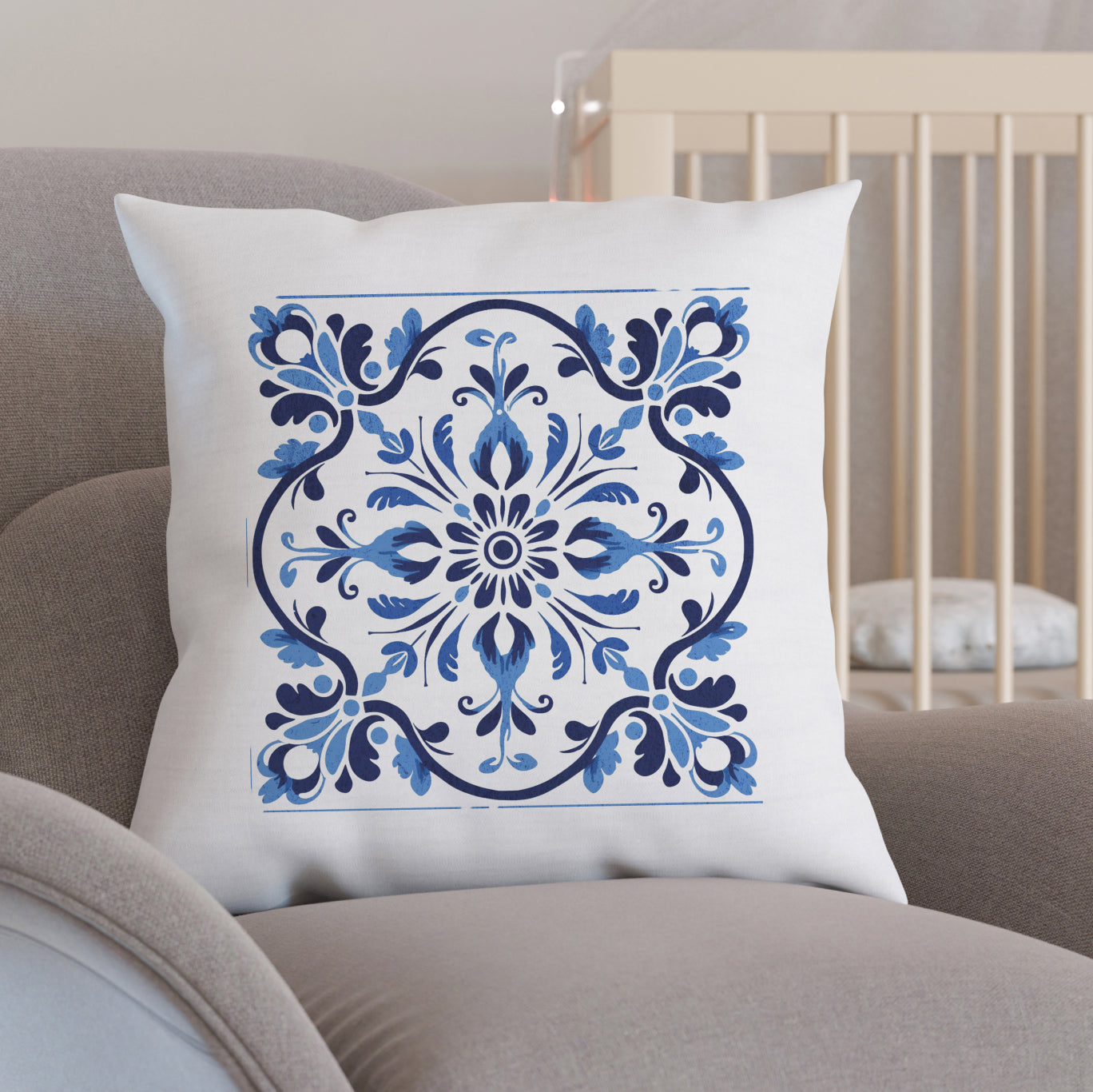 Traditional Portuguese Tile Inspired Pillow - Infuse Your Home with Cultural Elegance