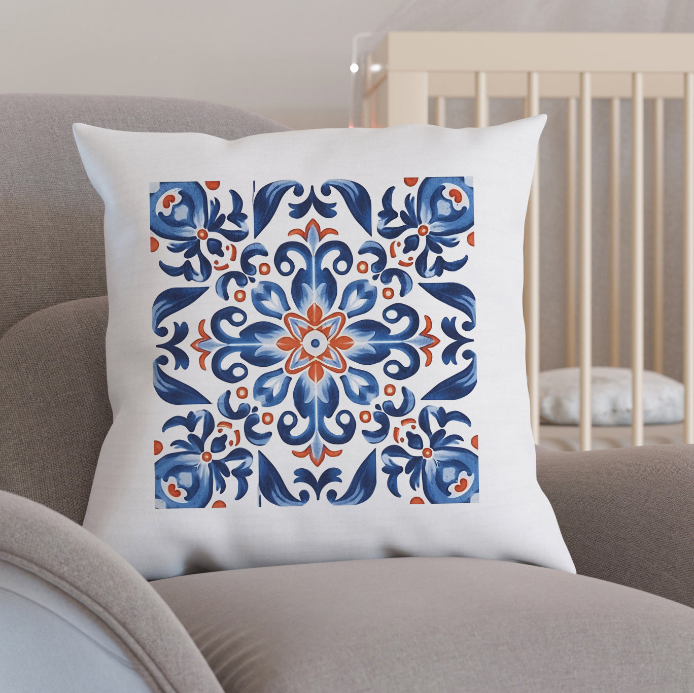 Elegant Tile Design Pillow - Portuguese Artistry for Your Home