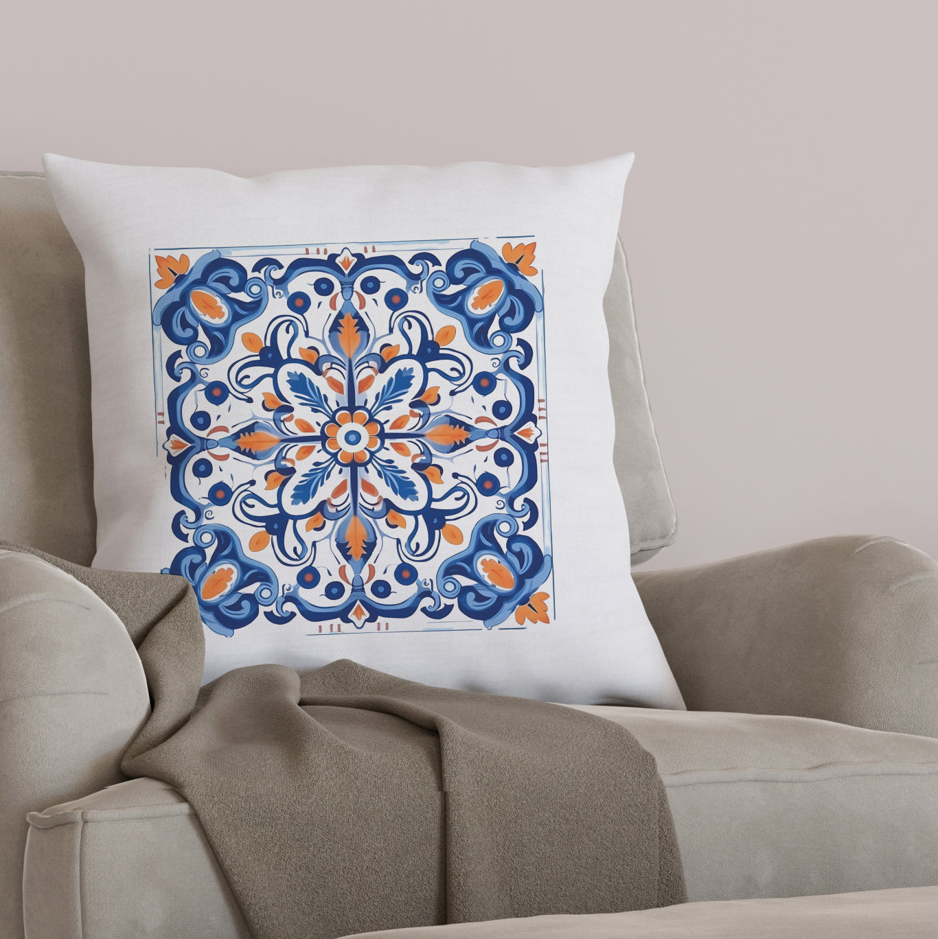 Authentic Tile Pattern Pillow - Bring Portugal's Charm to Your Home