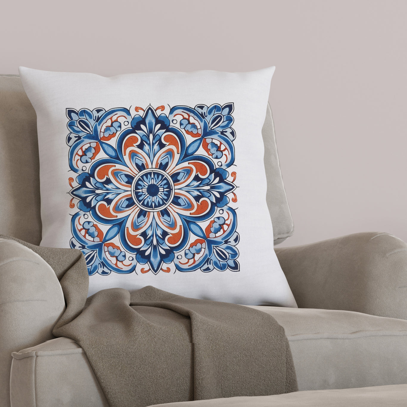 Authentic Tile Pattern Pillow - Bring Portugal's Charm to Your Home