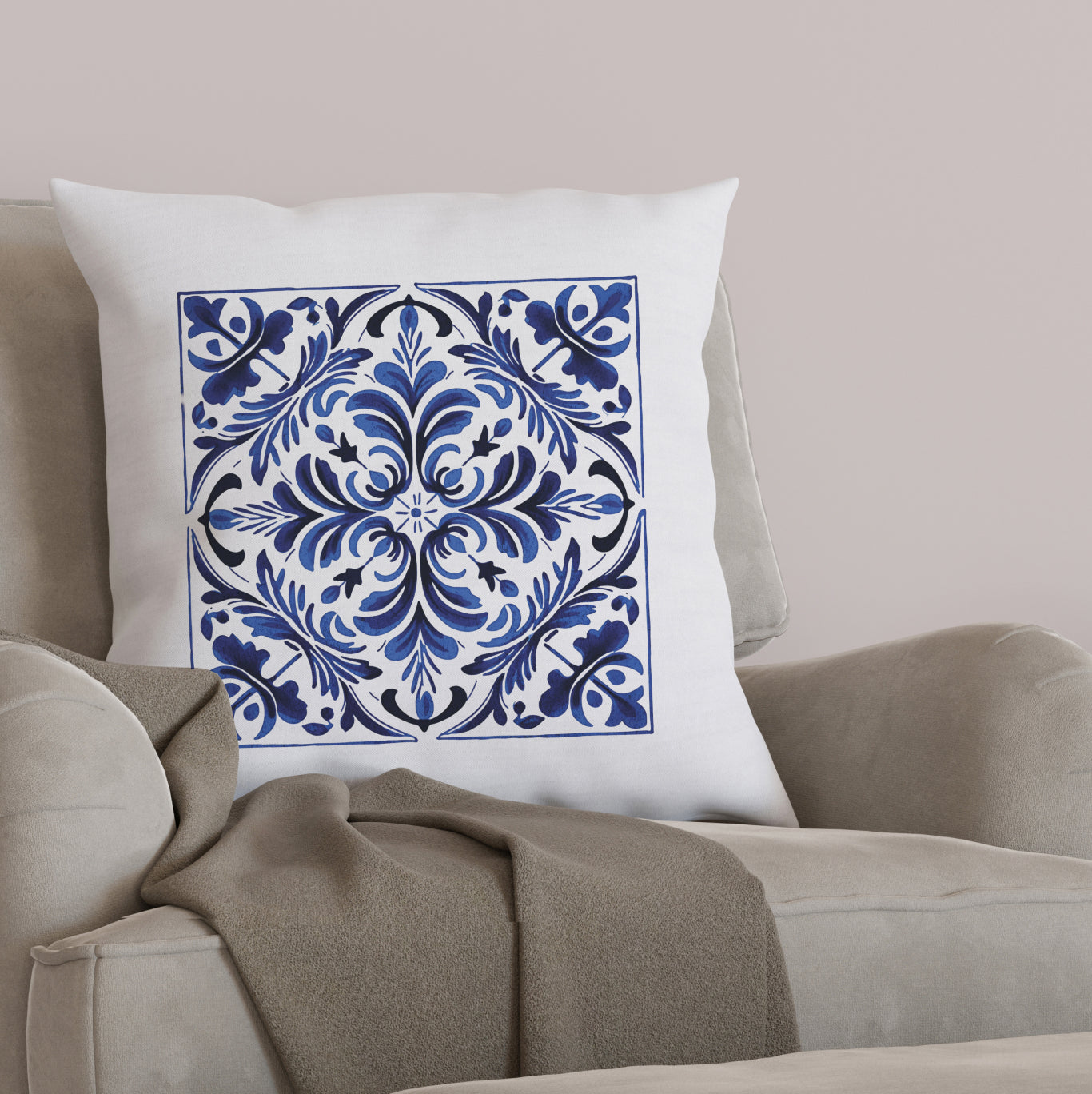 Portuguese Tile Pattern Throw Pillow - Infuse Your Home with Portuguese Culture