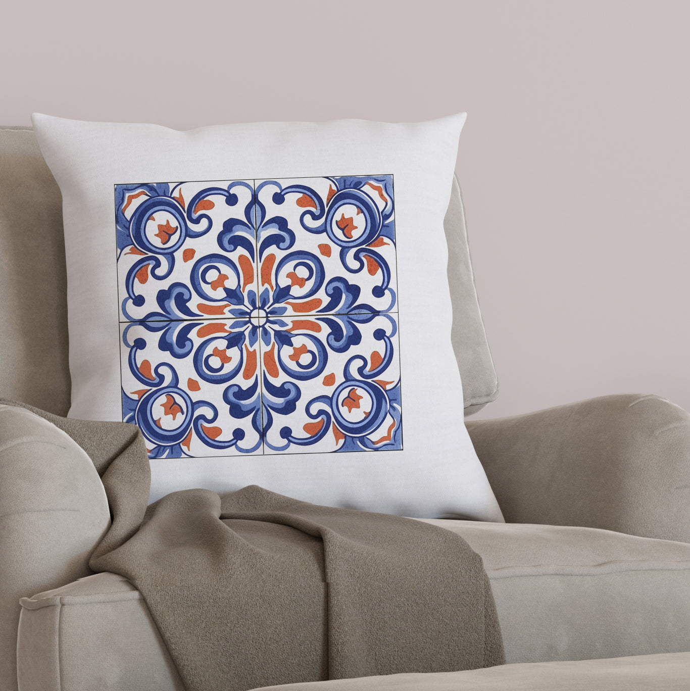 Traditional Portuguese Tile Inspired Pillow - Bring Portugal Home