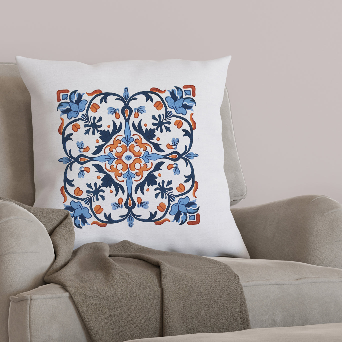 Classic Portuguese Tile Pattern Pillow - Infuse Elegance into Your Home