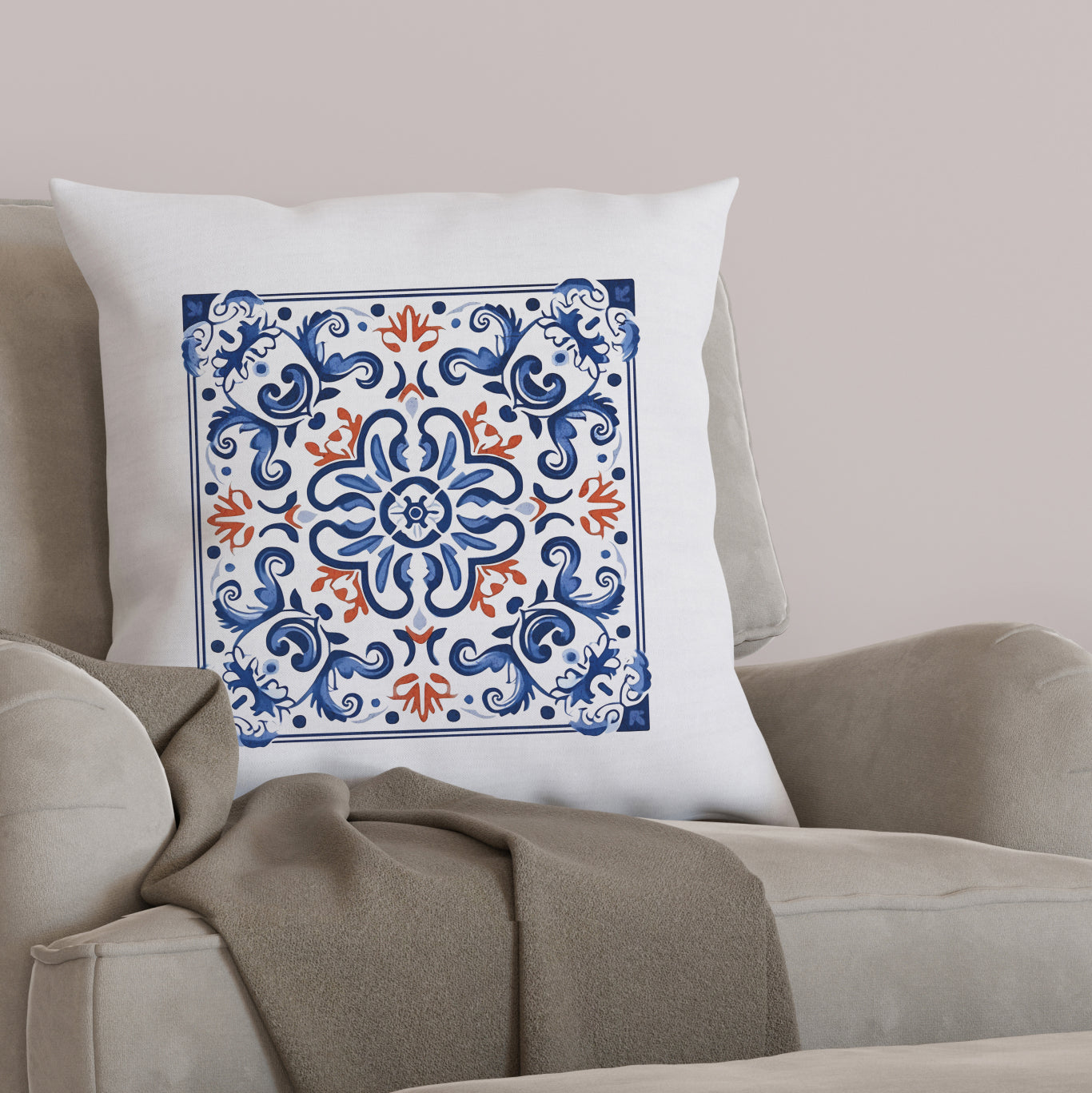 Elegant Tile Pattern Pillow - Portuguese Heritage for Your Home