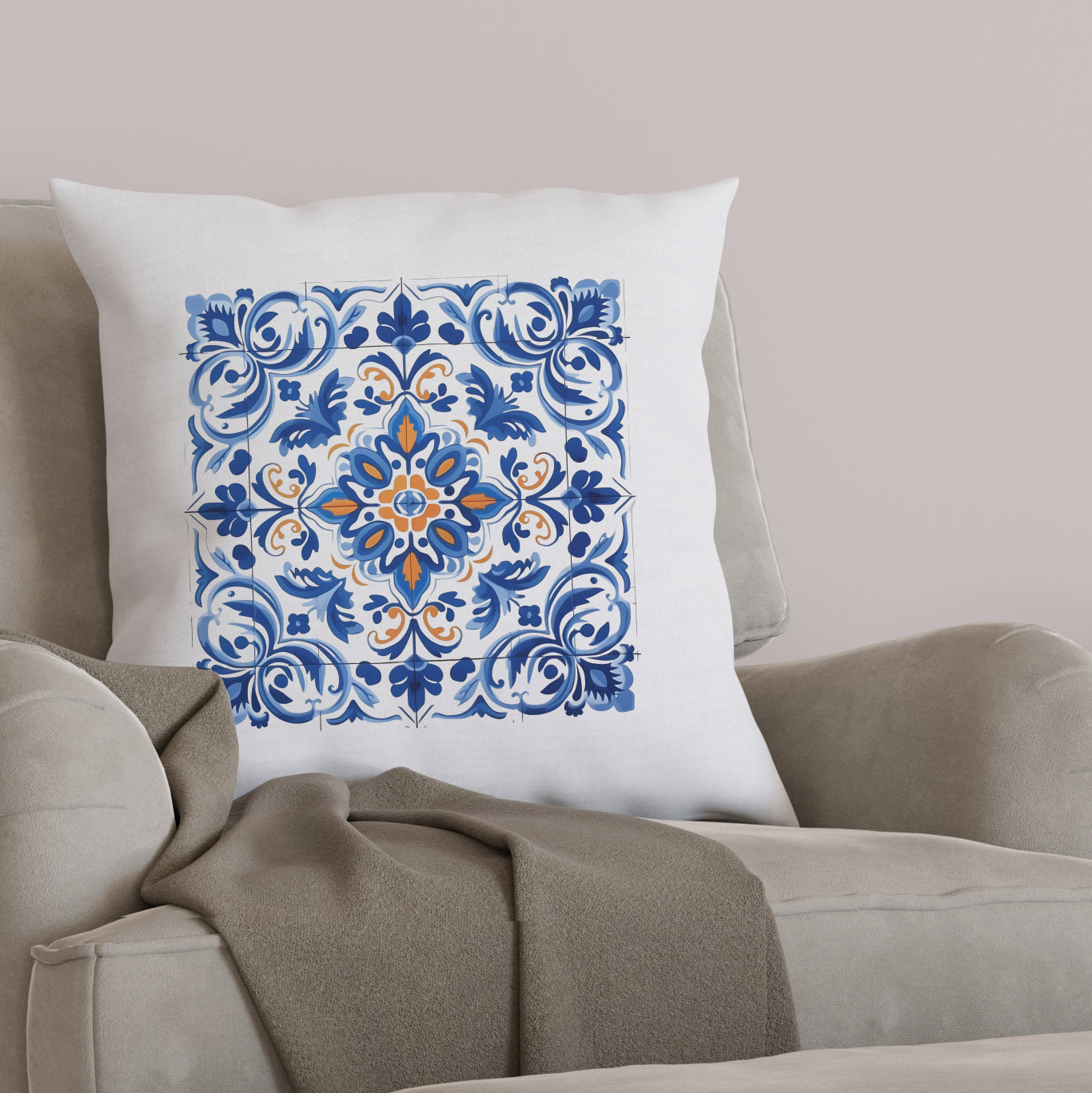 Authentic Portuguese Tile Pattern Pillow - Infuse Your Home with Elegance