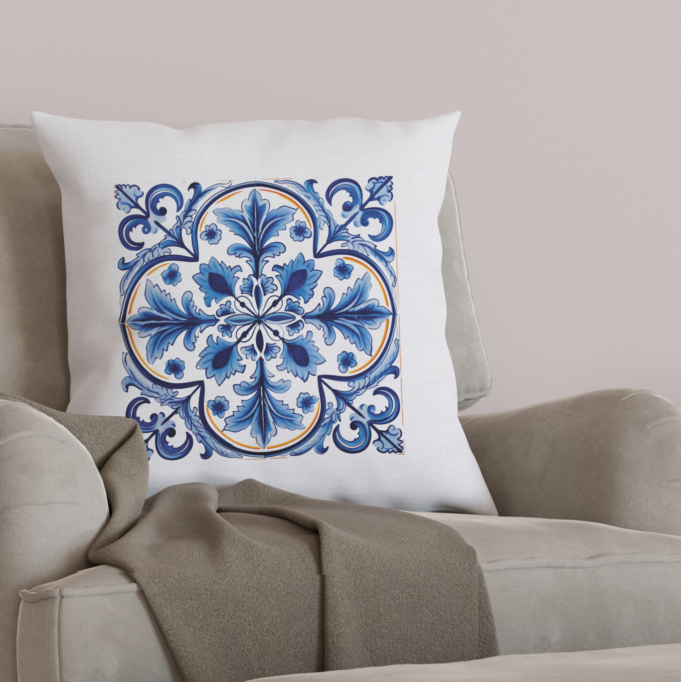 Portuguese Tile Pattern Pillow - Infuse Your Home with Timeless Elegance