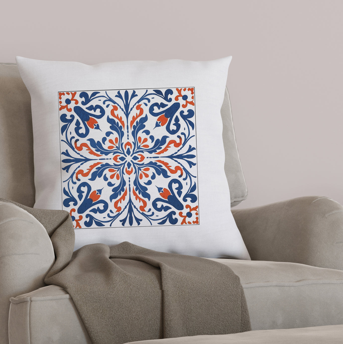 Classic Portuguese Tile Pattern Pillow - Infuse Elegance into Your Home