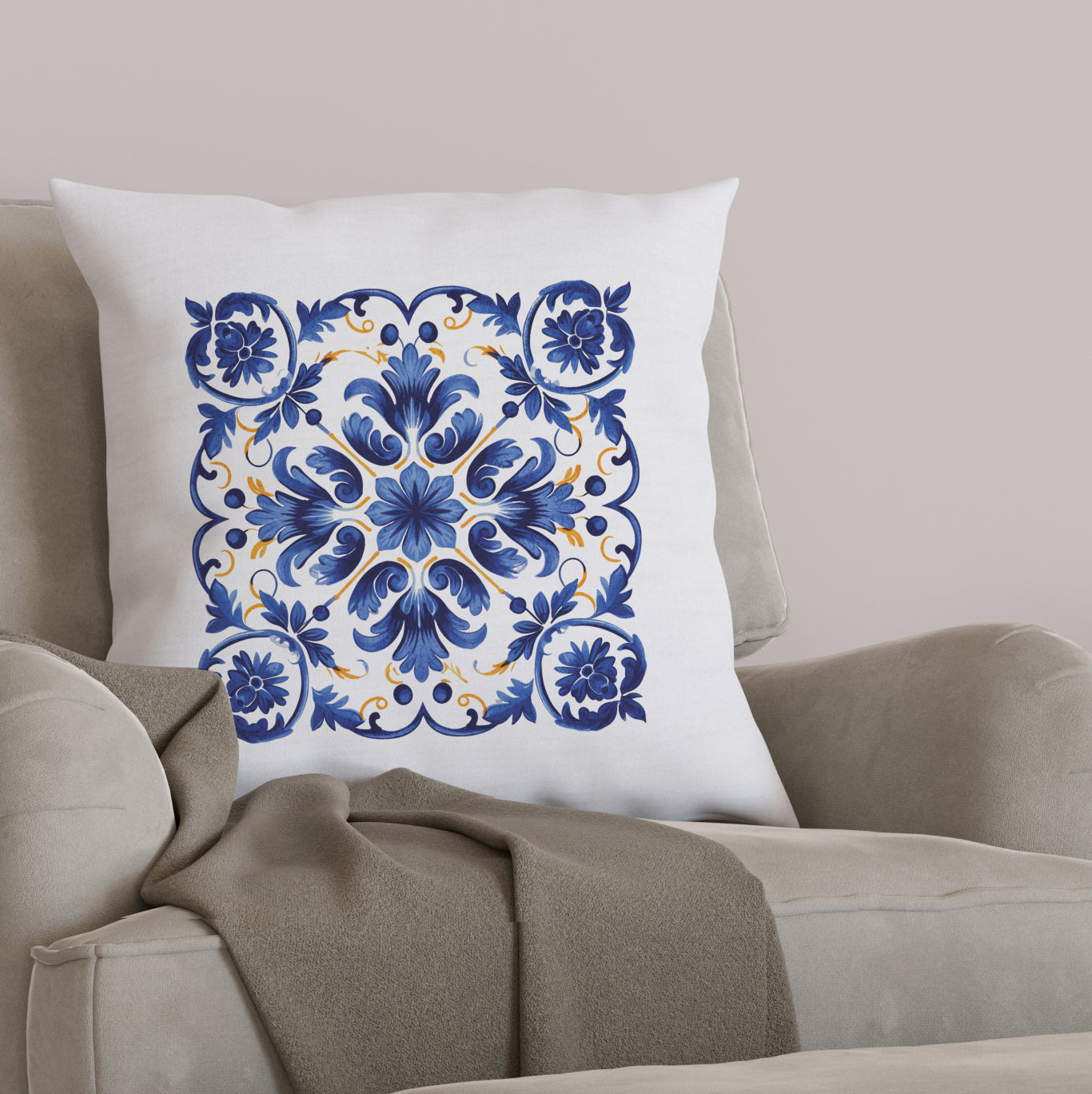 Portuguese Tile Inspired Decorative Pillow - Bring Portuguese Charm Home