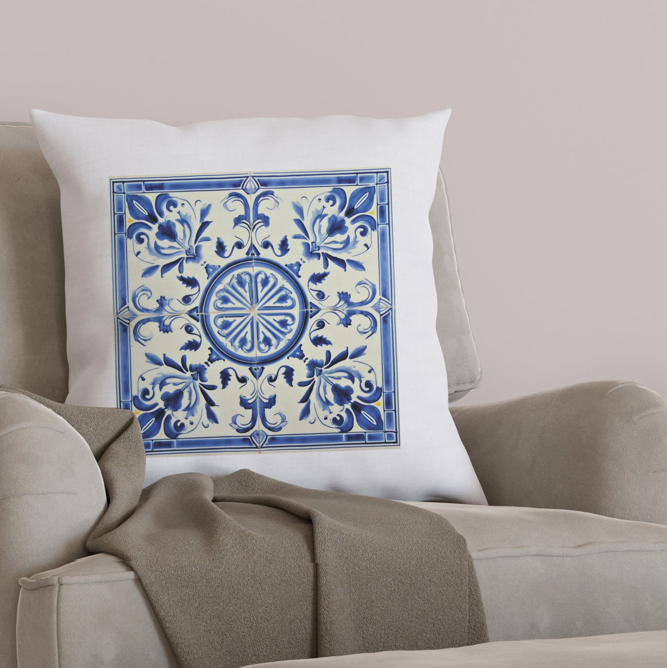 Portuguese Blue Tile Decorative Pillow - Embrace Portuguese Elegance