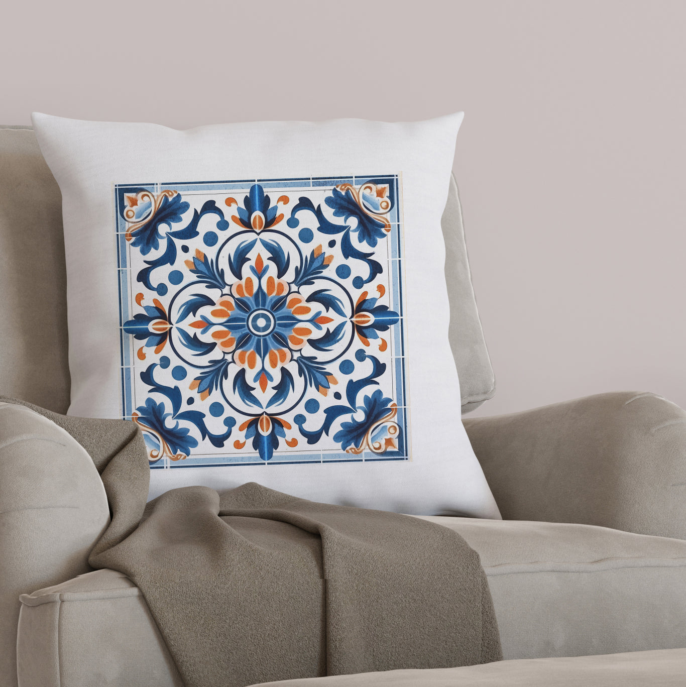 Traditional Portuguese Tile Decorative Pillow - Infuse Your Home with Portuguese Charm