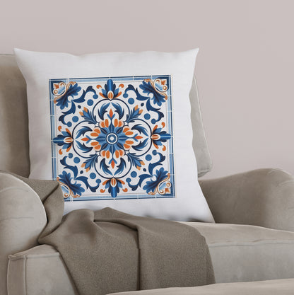 Traditional Portuguese Tile Decorative Pillow - Infuse Your Home with Portuguese Charm