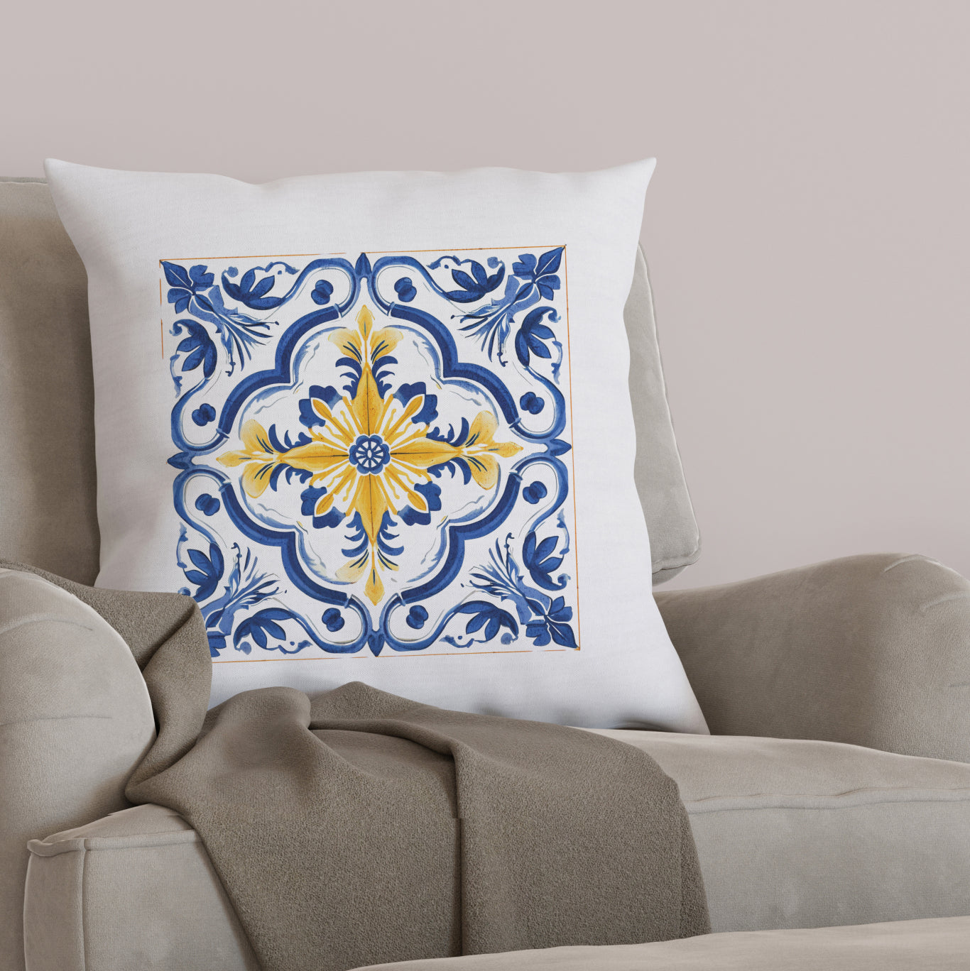 Portuguese Tile Pattern Accent Pillow - Bring the Essence of Portugal Home